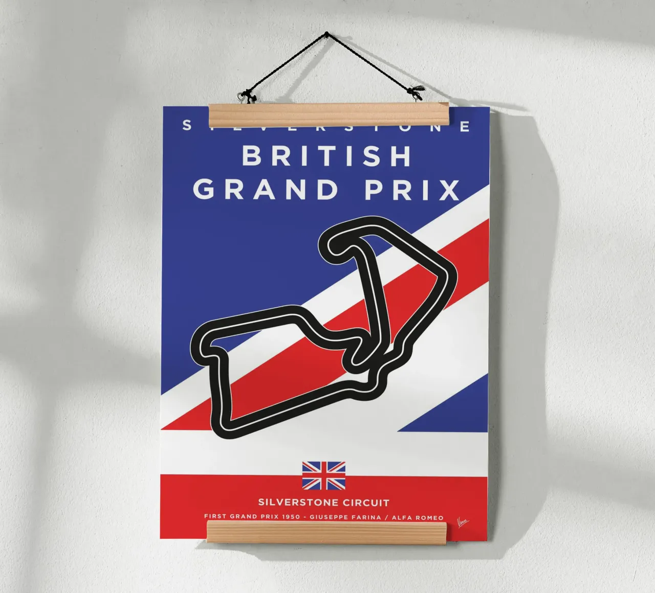 My 1950 F1 Silverstone Race Track Minimal Poster carta hahnemühle da Formula Art