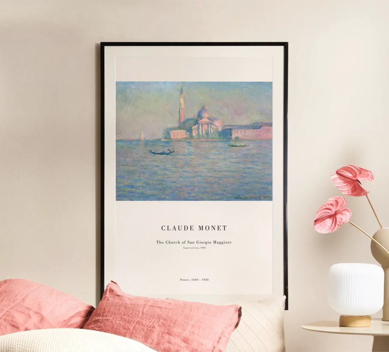 Claude Monet - La iglesia de San Giorgio Maggiore poster con marco de madera de Old Masters