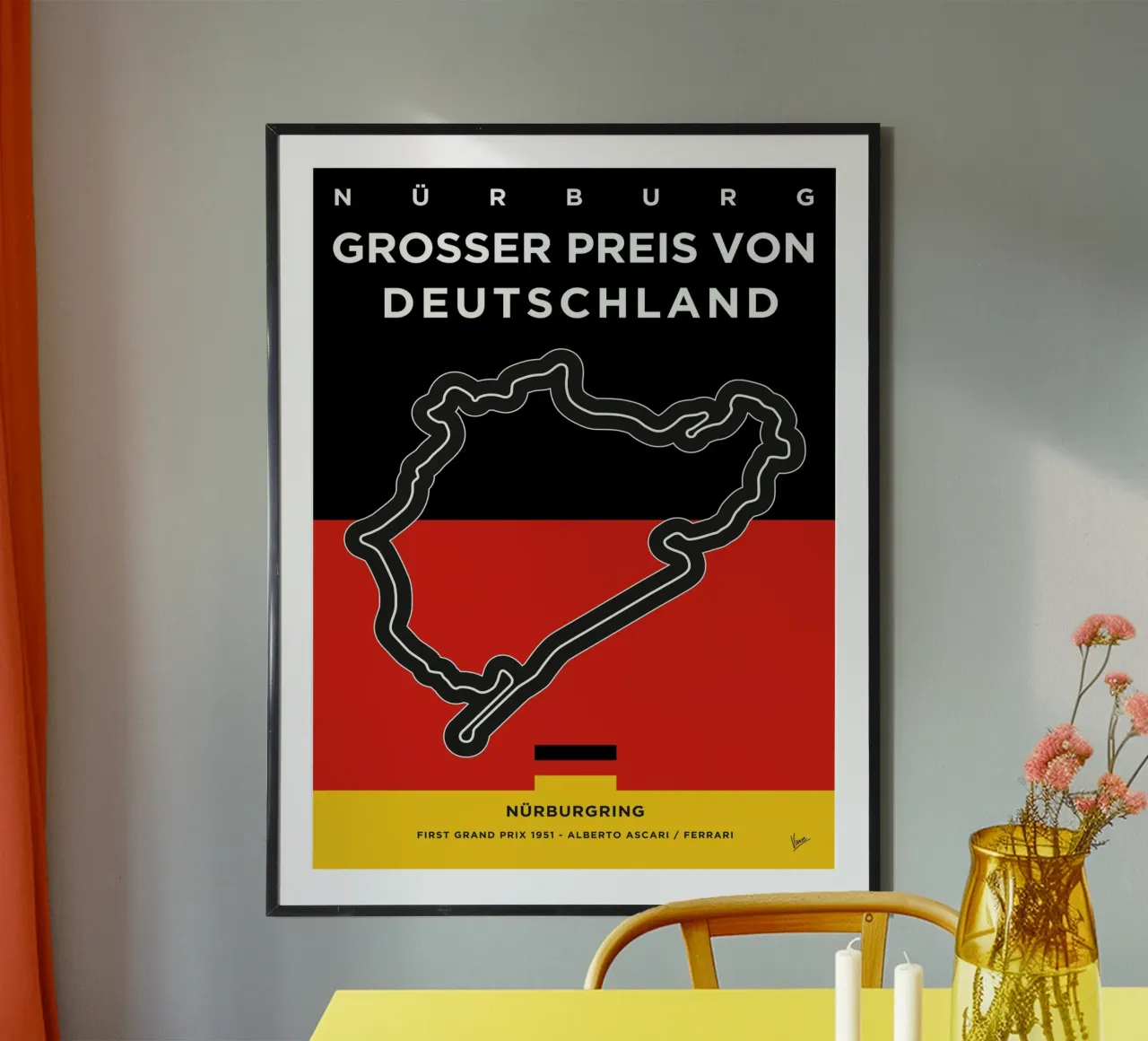 1951 F1 Nürburg Race Track carta hahnemühle da Formula Art
