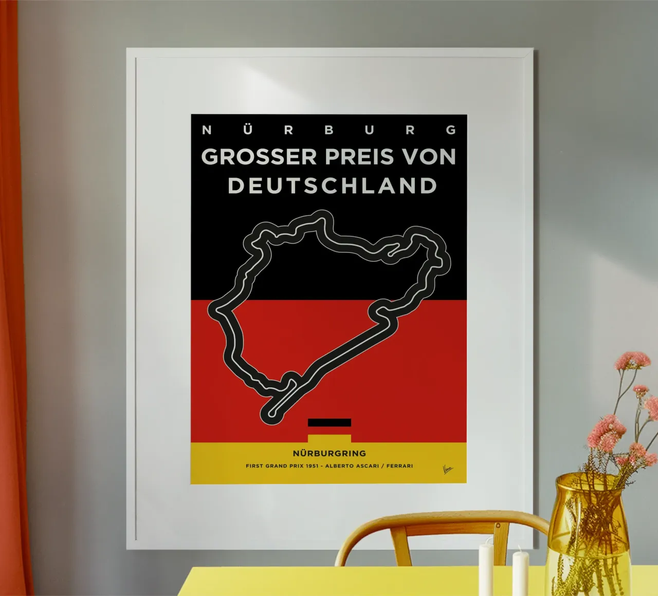 1951 F1 Nürburg Race Track carta hahnemühle da Formula Art