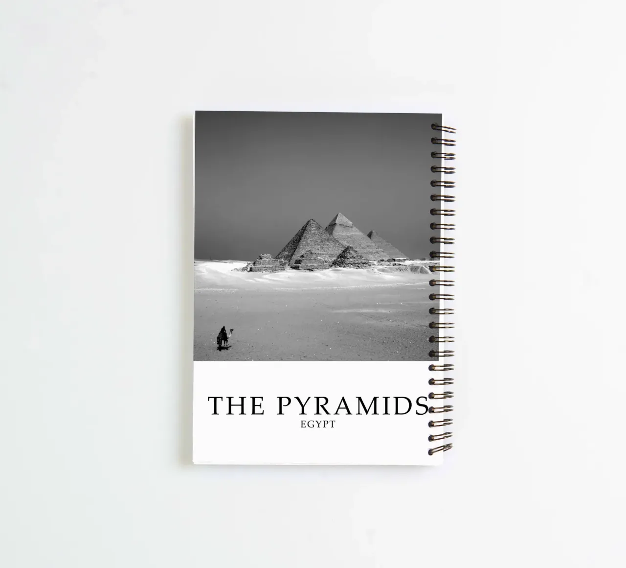 The Pyramids Egypt Greyscale spiral notebook by Charnwood Prints