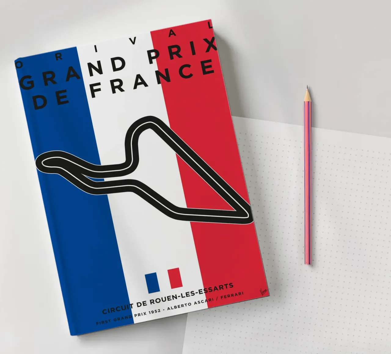 1952 F1 Rouen Race Track notebook by Formula Art