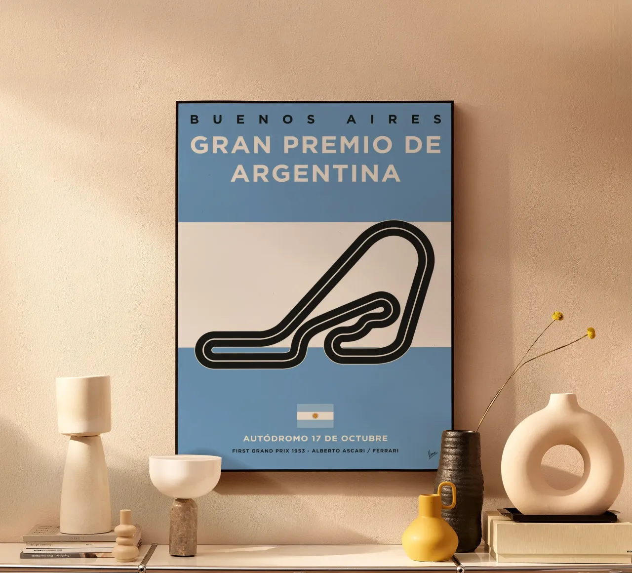 1953 F1 Buenos Aires Race Track alluminio dibond da Formula Art