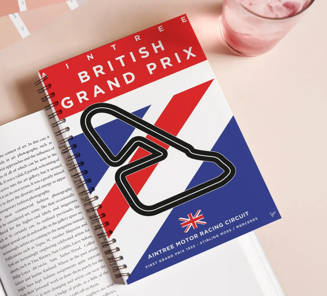 1955 F1 Aintree Race Track spiral notebook by Formula Art