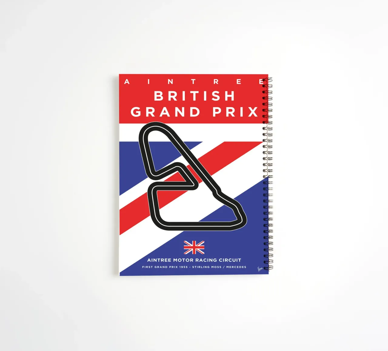 1955 F1 Aintree Race Track spiral notebook by Formula Art