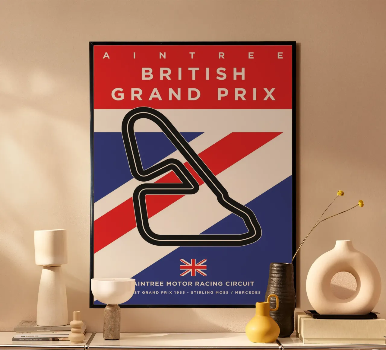 1955 F1 Aintree Race Track carta hahnemühle da Formula Art