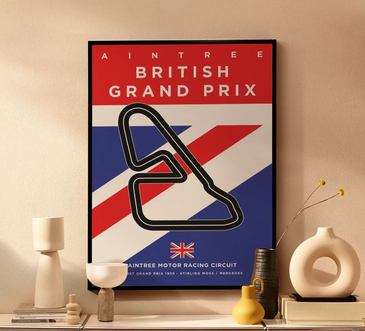1955 F1 Aintree Race Track carta hahnemühle da Formula Art