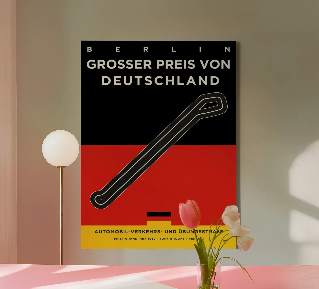 1959 F1 AVUS Race Track canvas met Baklijst van Formula Art