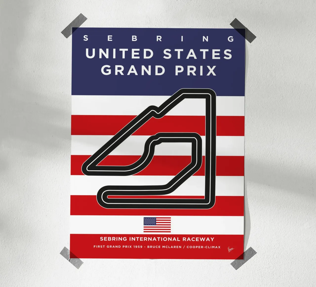 1959 F1 Sebring Race Track carta hahnemühle da Formula Art
