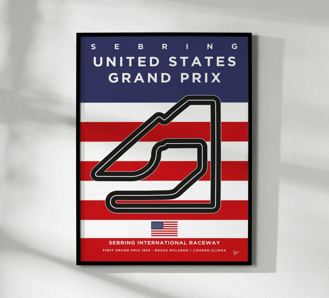 1959 F1 Sebring Race Track carta hahnemühle da Formula Art