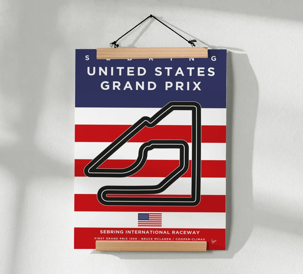 1959 F1 Sebring Race Track carta hahnemühle da Formula Art