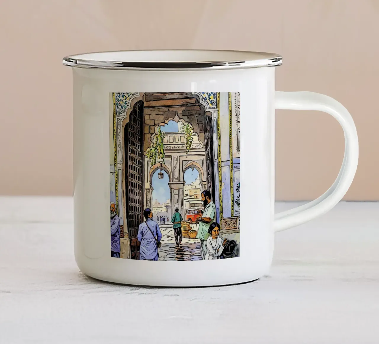 India, motivo 4 tazza in smalto da ZAMART