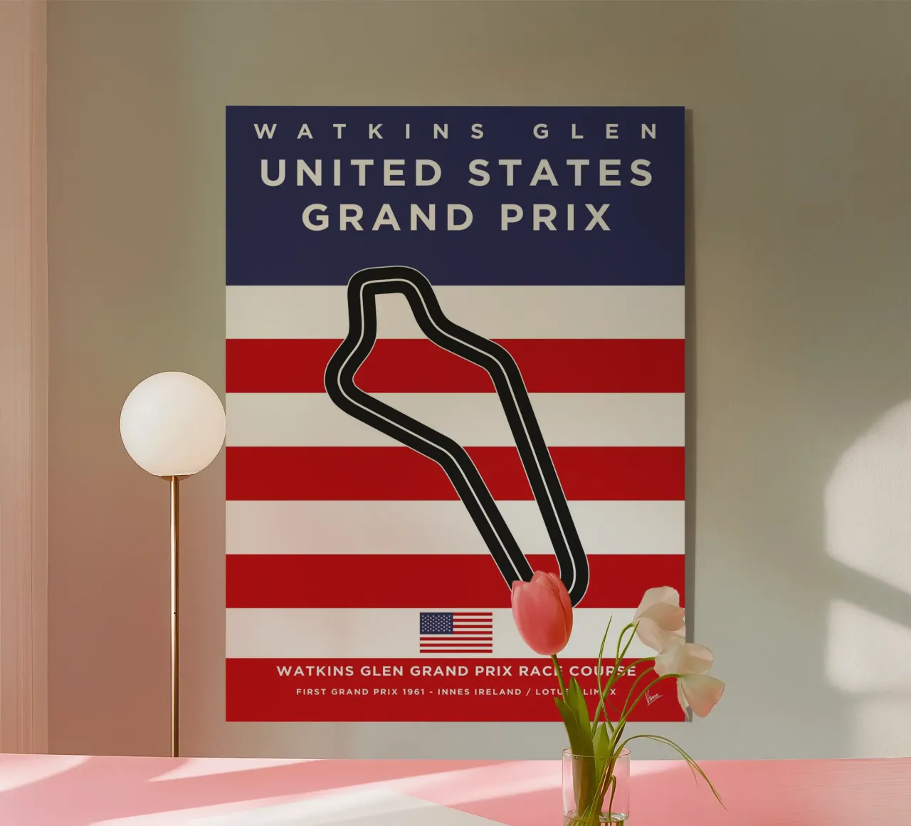 1961 F1 Watkins Glen Race Track plexiglass da Formula Art