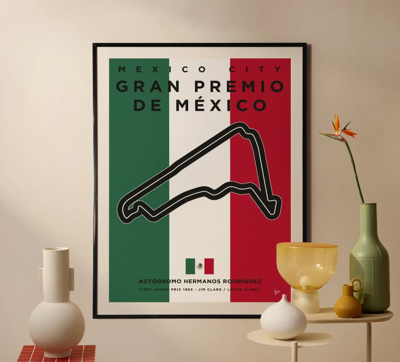 1963 F1 RODRÍGUEZ Race Track carta hahnemühle da Formula Art