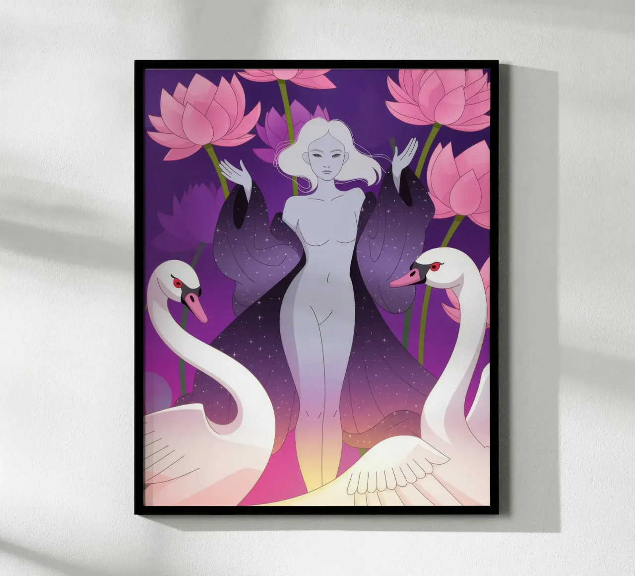 Balletto del Cigno Celeste poster con telaio in alluminio da Atelier Tiga