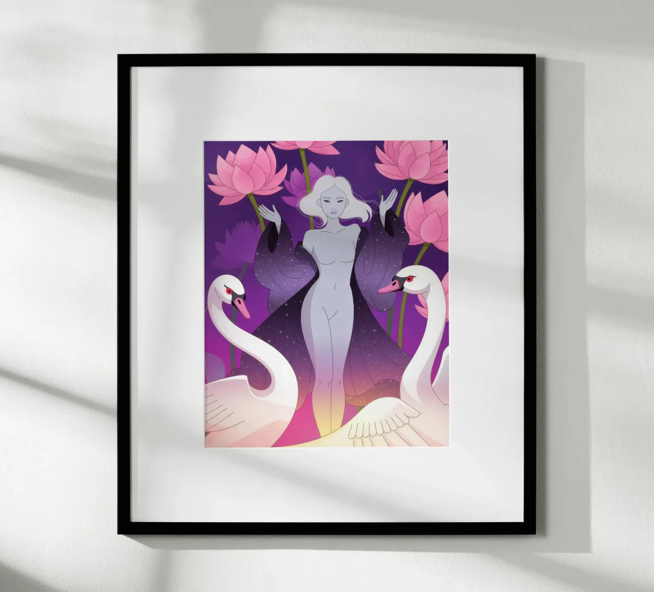 Balletto del Cigno Celeste poster con telaio in alluminio da Atelier Tiga