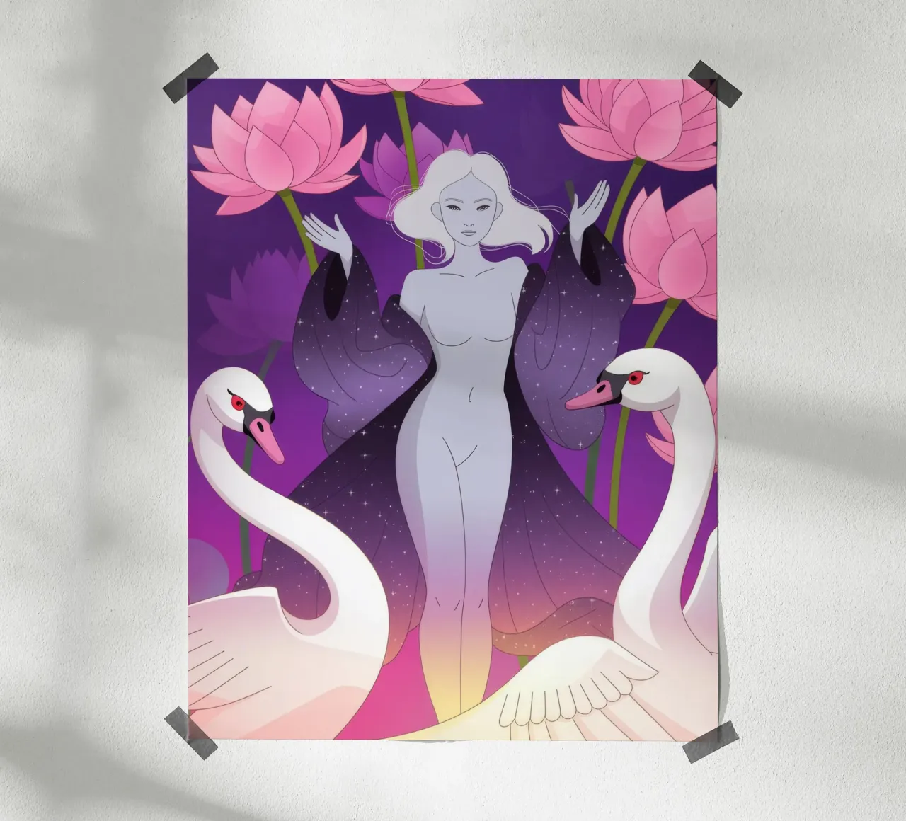 Balletto del Cigno Celeste poster con telaio in alluminio da Atelier Tiga