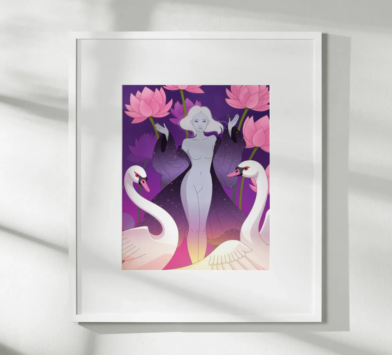 Balletto del Cigno Celeste poster con telaio in alluminio da Atelier Tiga