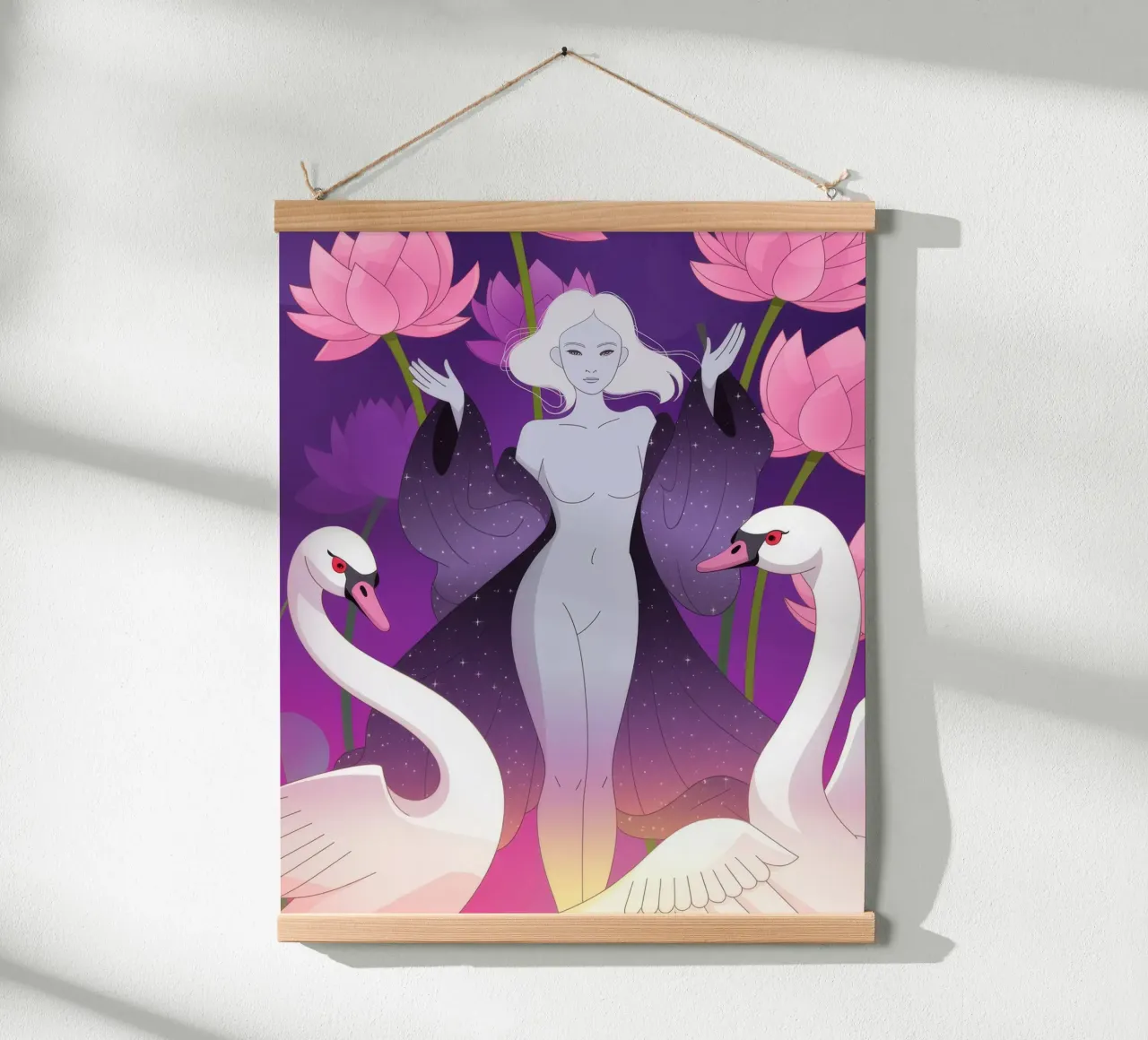 Balletto del Cigno Celeste poster con telaio in alluminio da Atelier Tiga