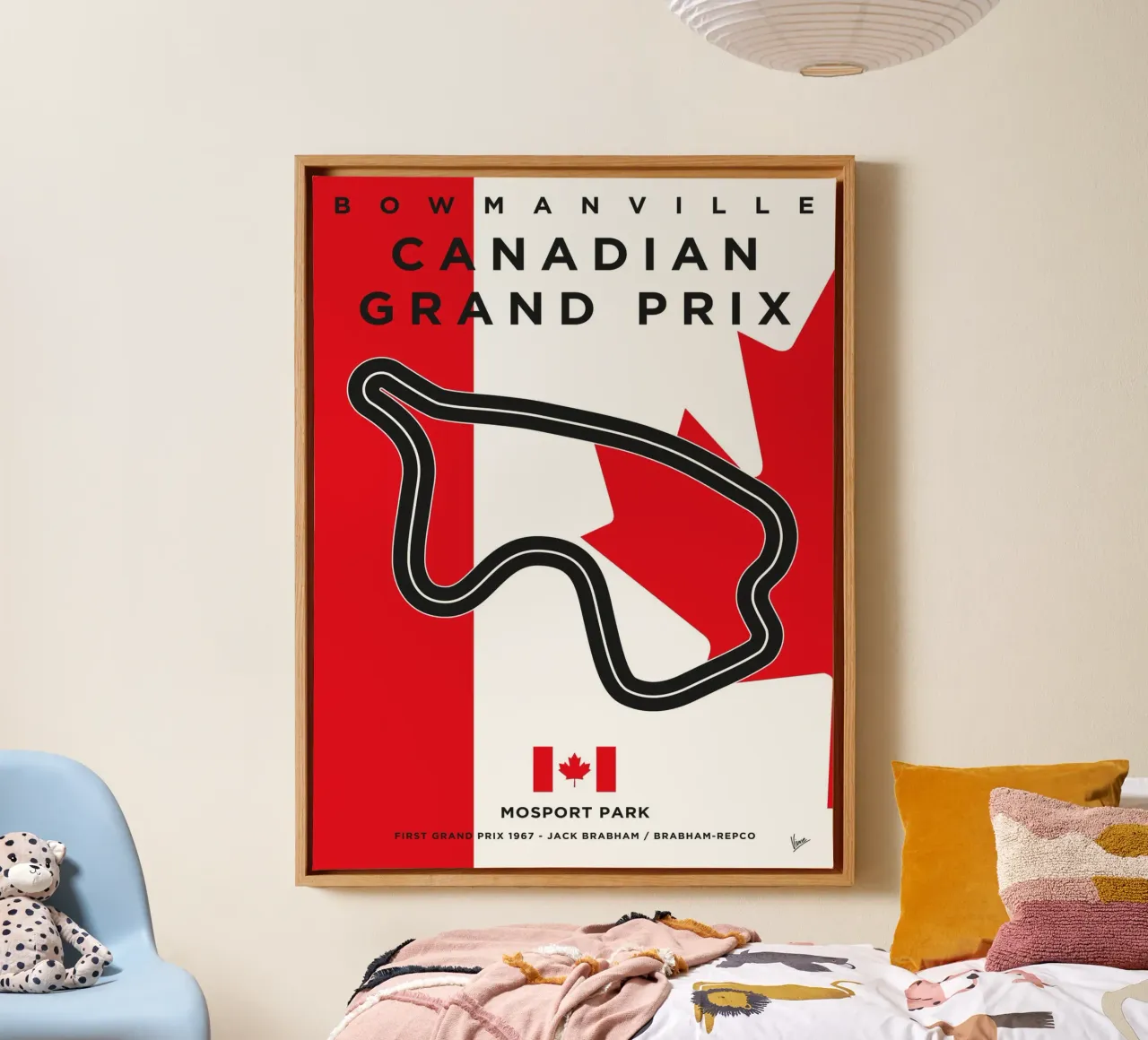 1967 F1 Mosport Park Race Track canvas with Floater frame by Formula Art