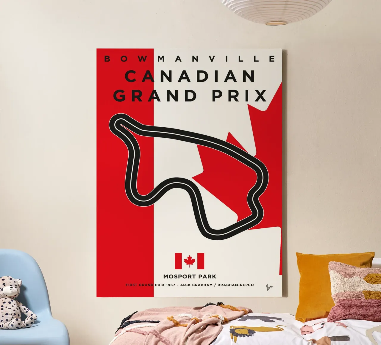 1967 F1 Mosport Park Race Track canvas with Floater frame by Formula Art