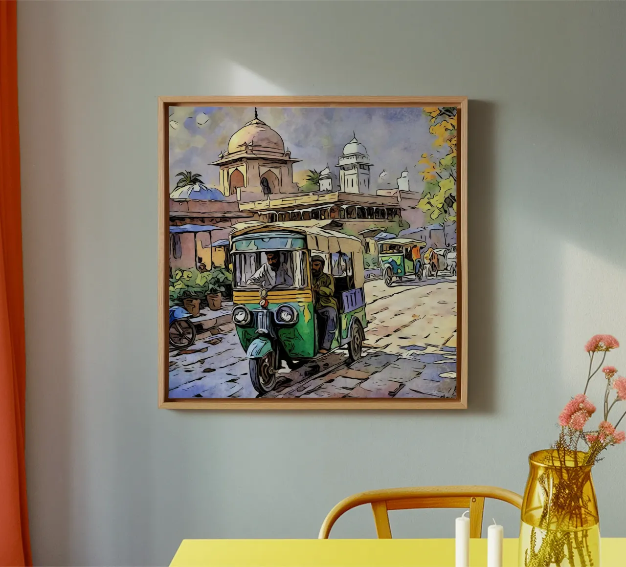 India, motif 6 canvas with Floater frame by ZAMART