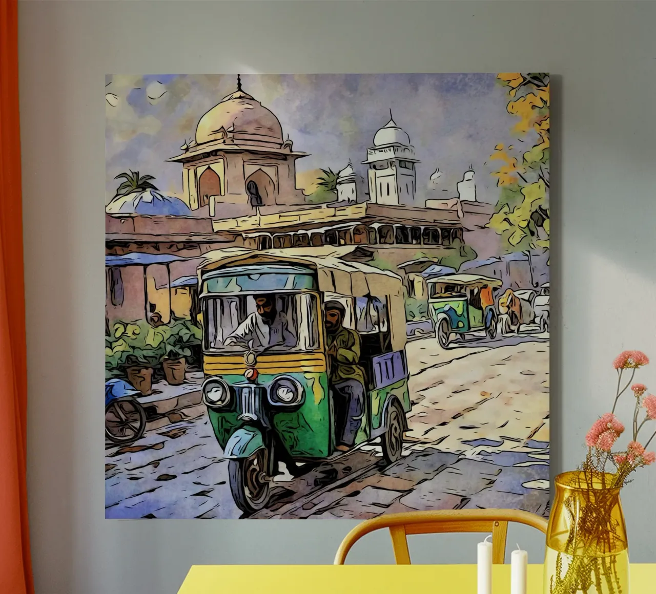 India, motif 6 canvas with Floater frame by ZAMART