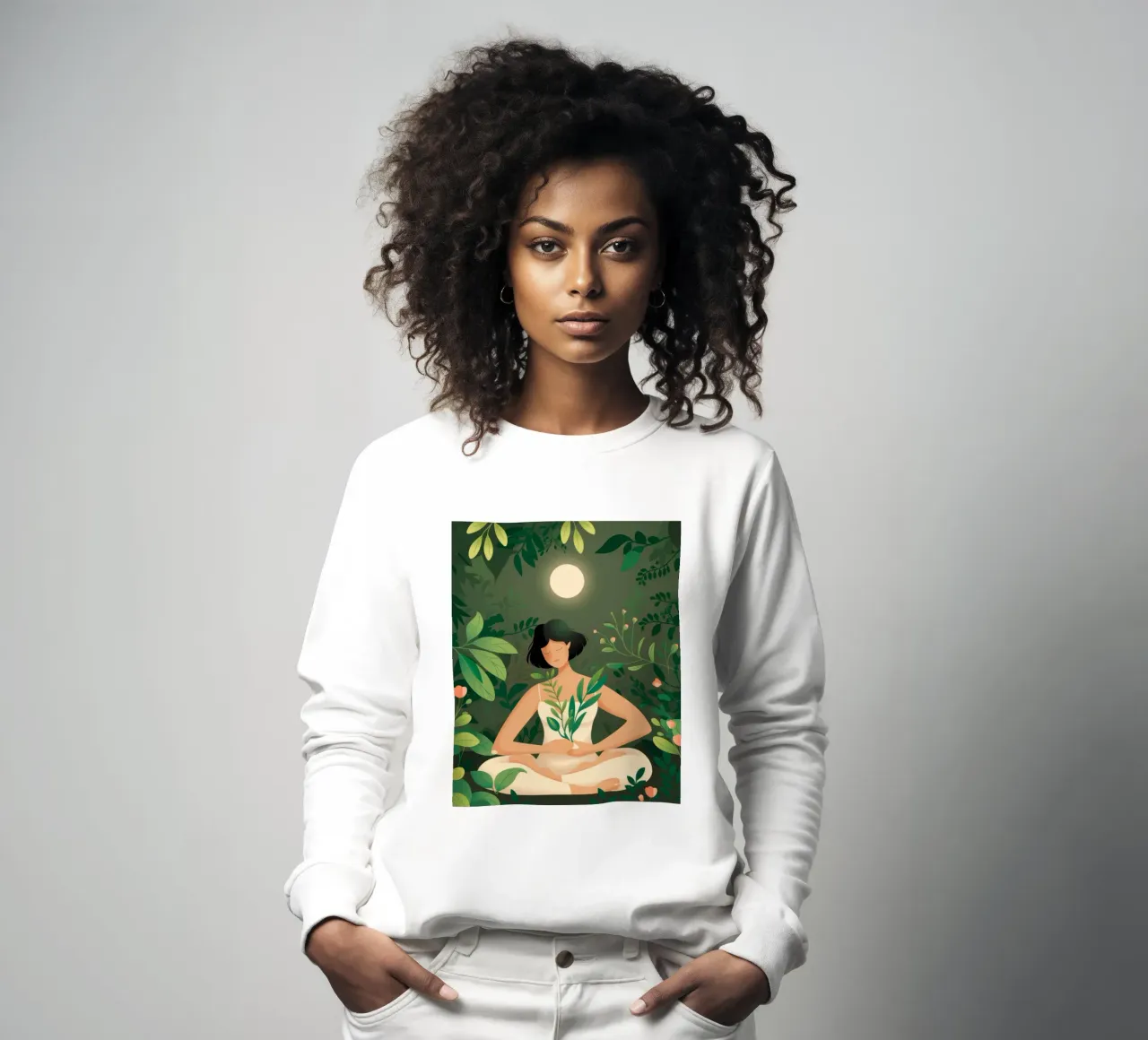 Meditación tranquila a la luz de la luna sudadera de Atelier Tiga