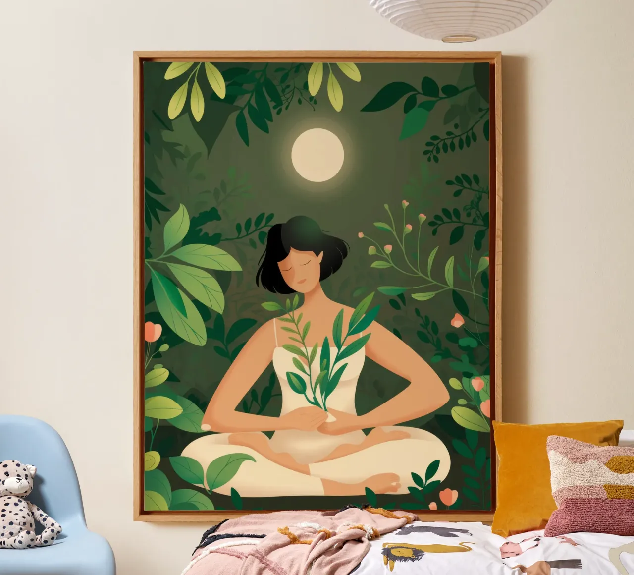 Tranquil Moonlit Meditation canvas with Floater frame by Atelier Tiga