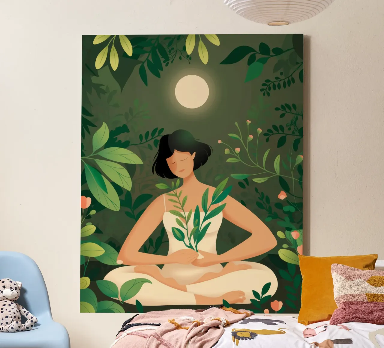 Tranquil Moonlit Meditation canvas with Floater frame by Atelier Tiga
