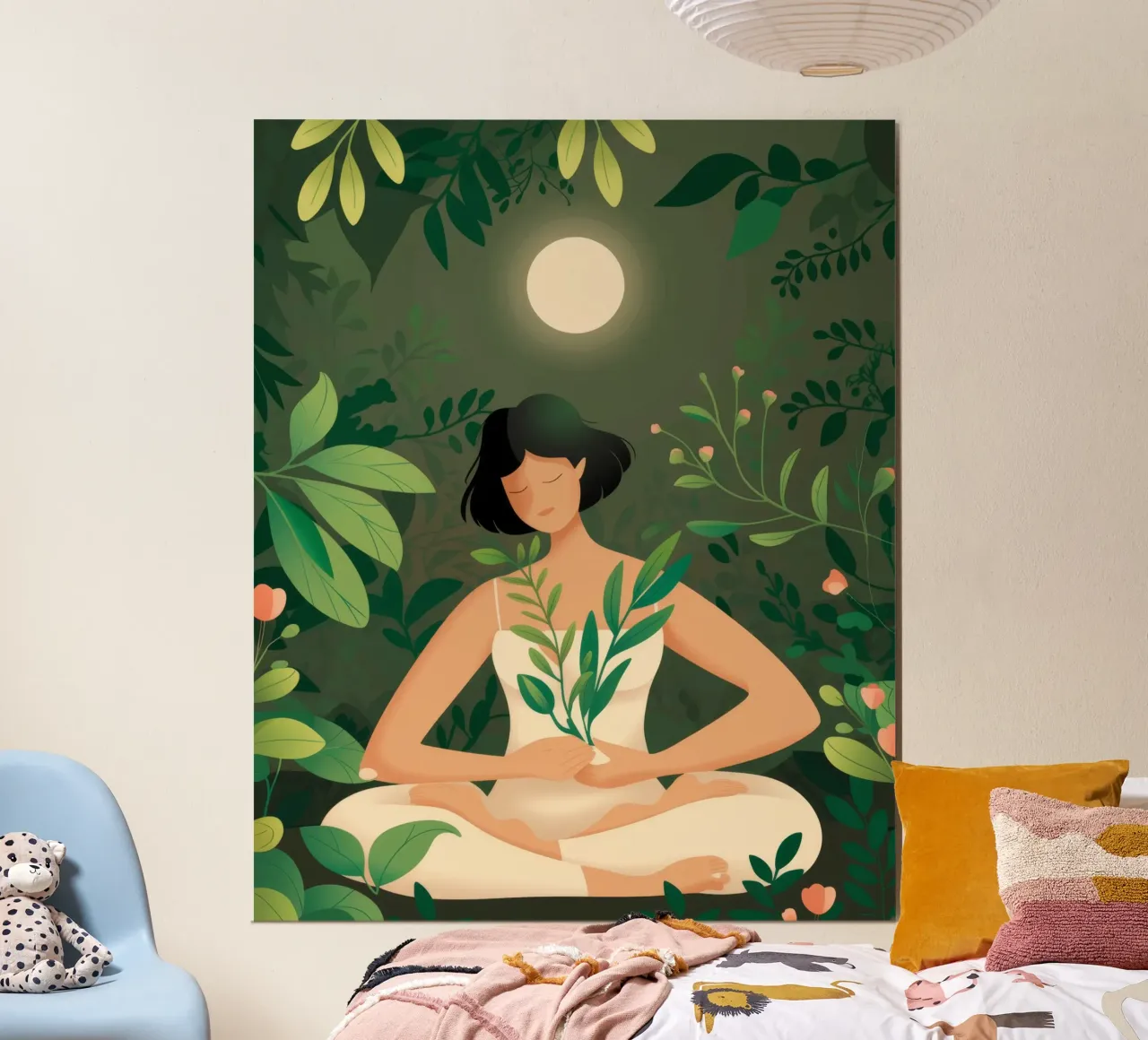 Tranquilla meditazione al chiaro di luna poster con telaio in plastica da Atelier Tiga