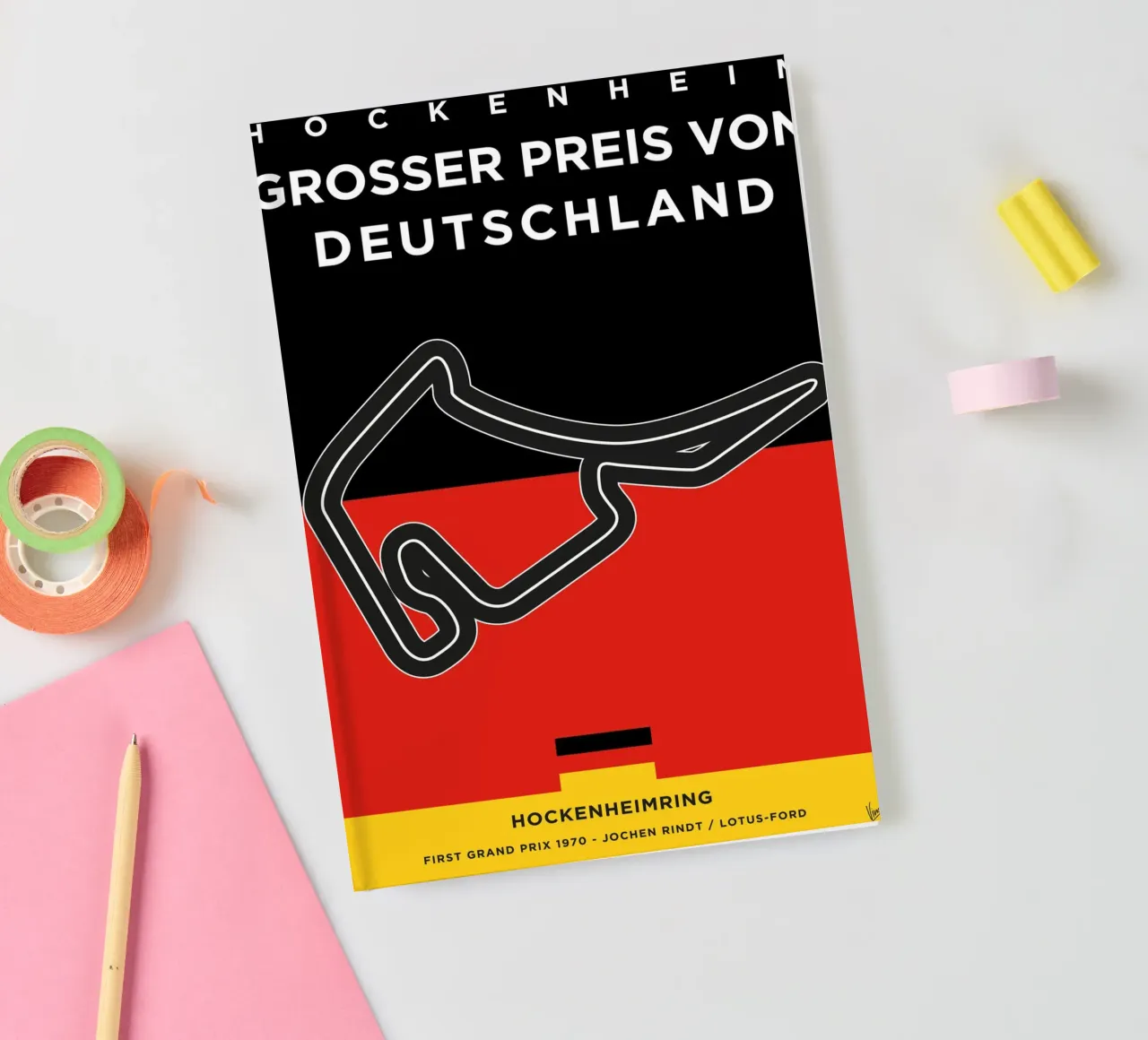 1970 F1 Hockenheimring Race Track notebook by Formula Art