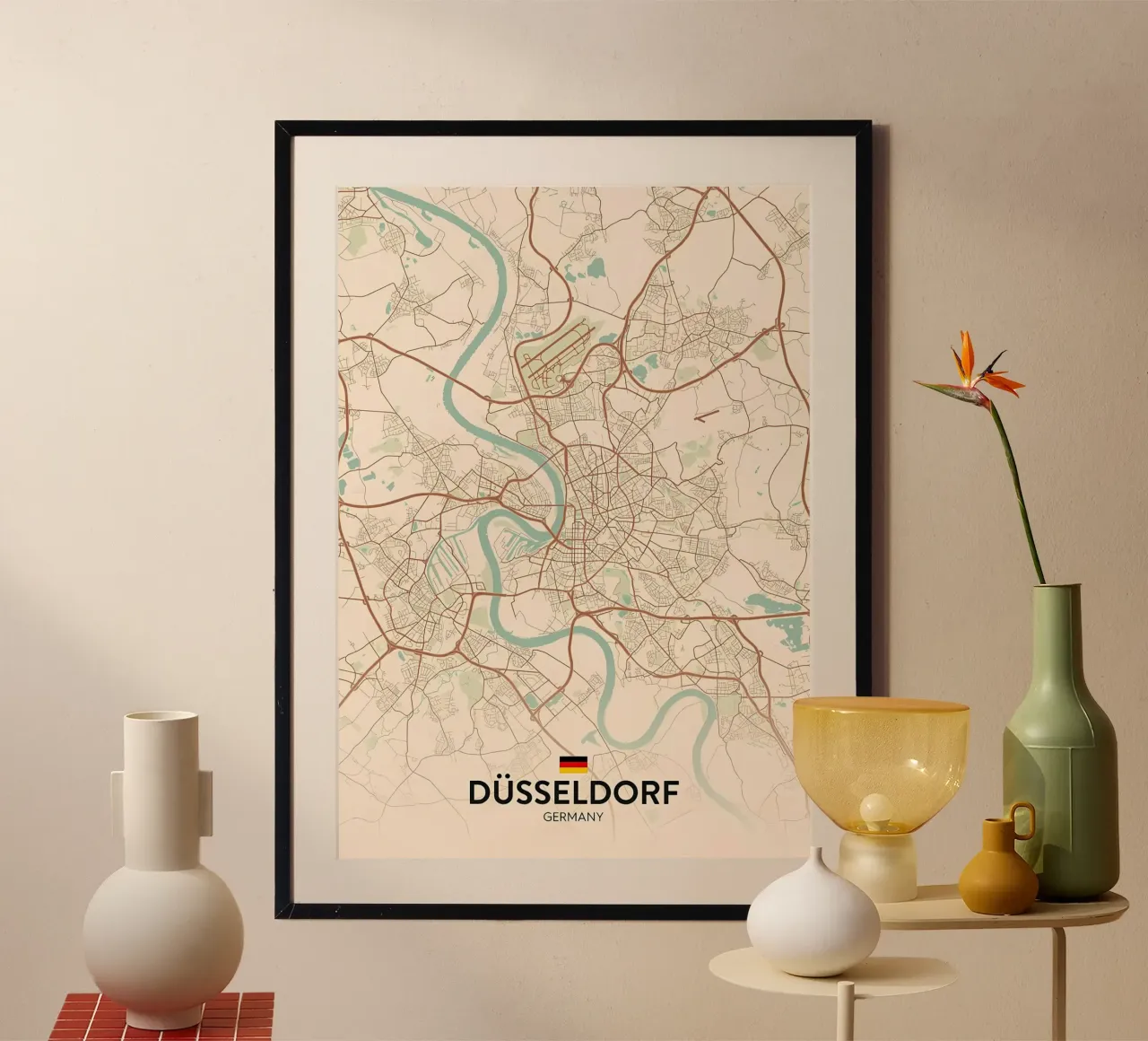 Dusseldorf DE poster con telaio in legno da Jacob W MICKELSON