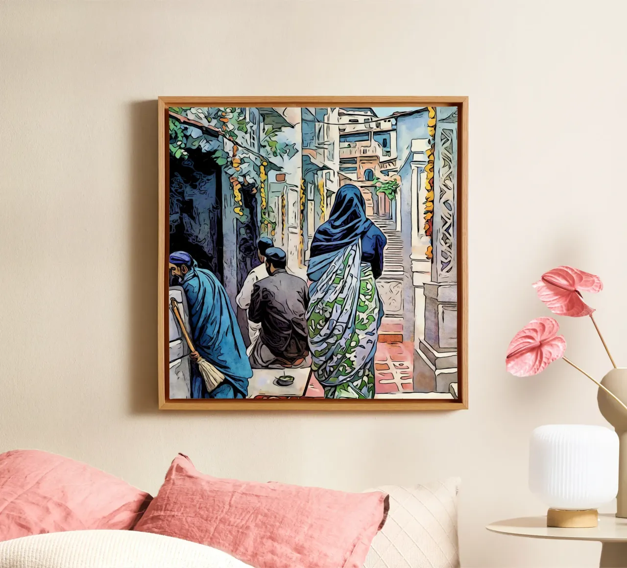India, motif 7 canvas with Floater frame by ZAMART