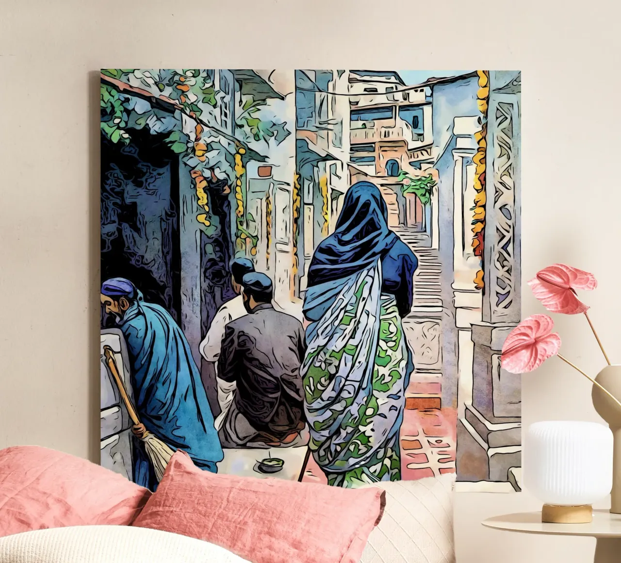 India, motif 7 canvas with Floater frame by ZAMART