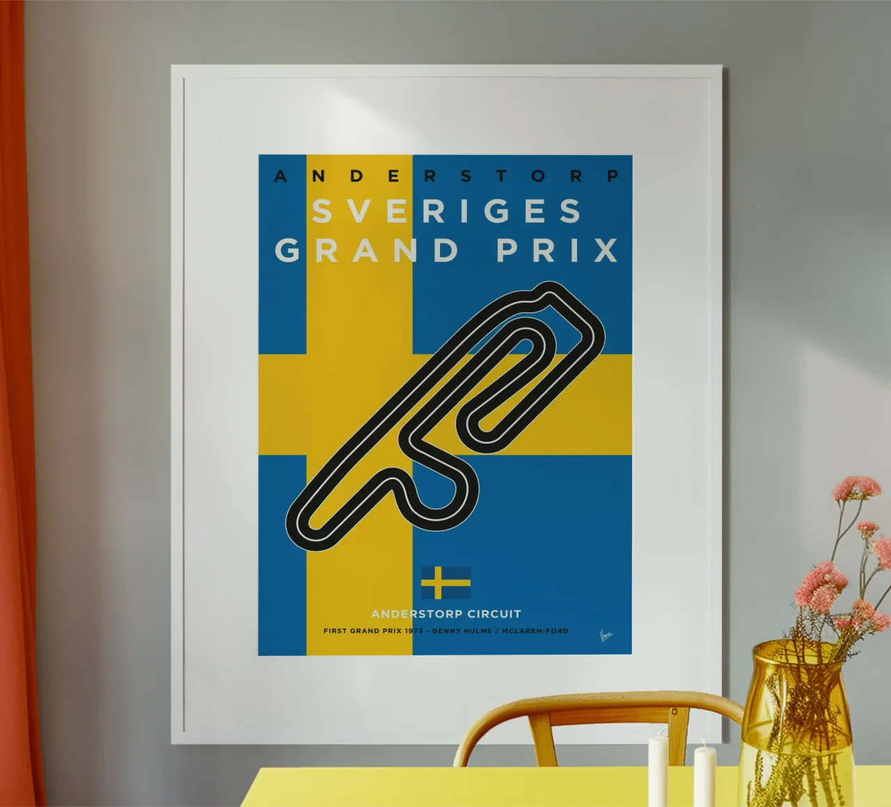 1973 F1 ANDERSTORP Race Track carta hahnemühle da Formula Art