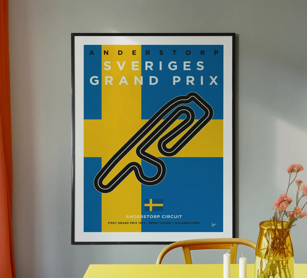 1973 F1 ANDERSTORP Race Track carta hahnemühle da Formula Art