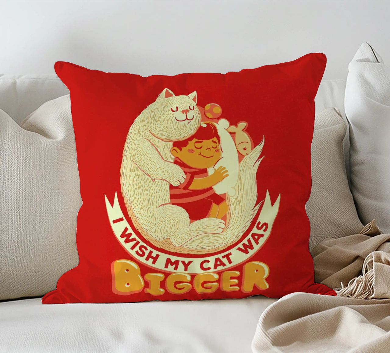 I Wish My Cat Was Bigger cuscino da Tobe Fonseca