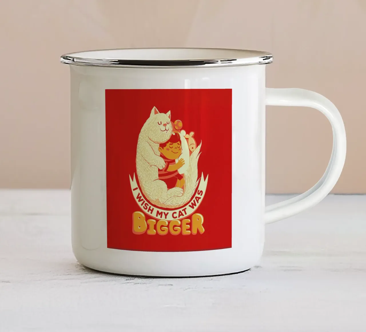 I Wish My Cat Was Bigger taza de esmalte de Tobe Fonseca