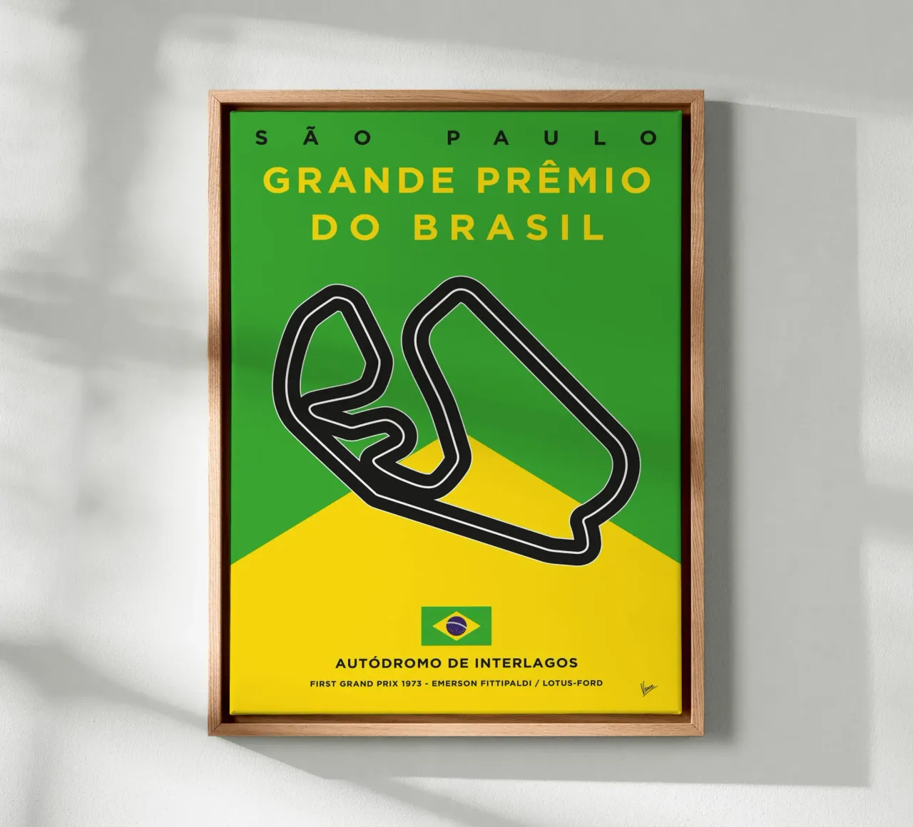 1973 F1 Interlagos Track tela con Cornice a cassetta da Formula Art