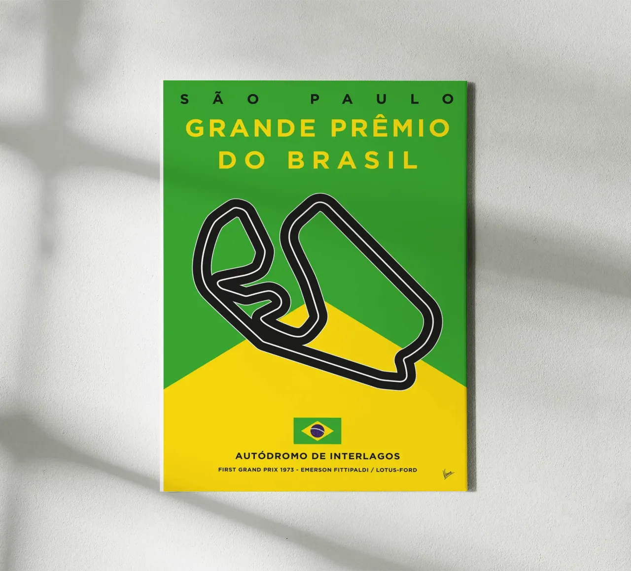 1973 F1 Interlagos Track tela con Cornice a cassetta da Formula Art