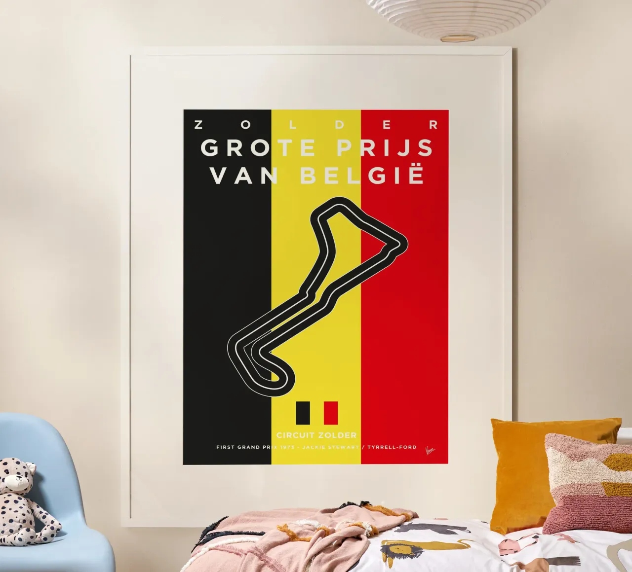 1973 F1 Zolder Race Track carta hahnemühle da Formula Art
