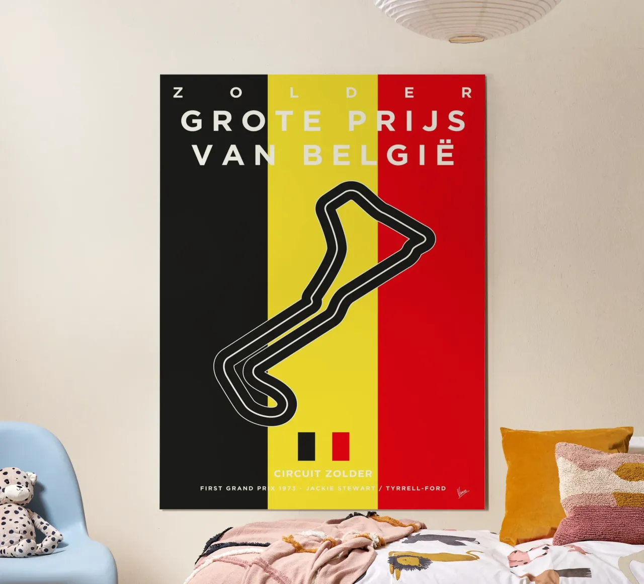 1973 F1 Zolder Race Track carta hahnemühle da Formula Art