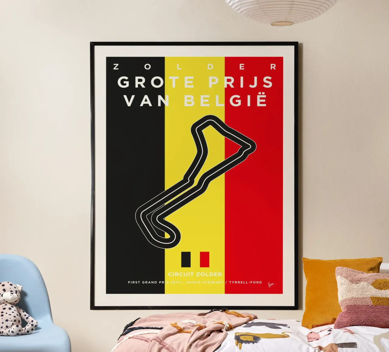 1973 F1 Zolder Race Track carta hahnemühle da Formula Art