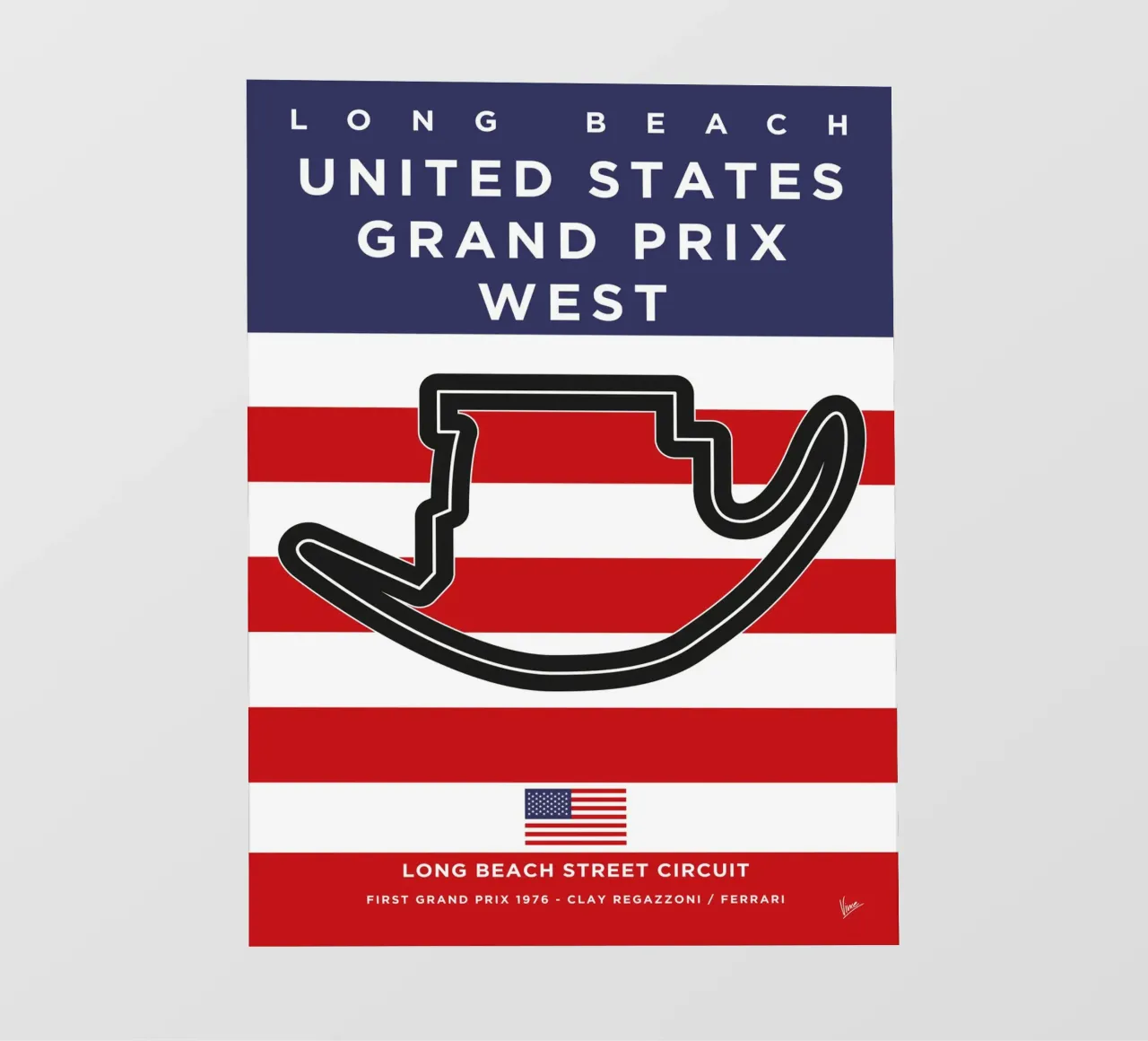1976 F1 Long Beach Race Track telo in pvc da Formula Art