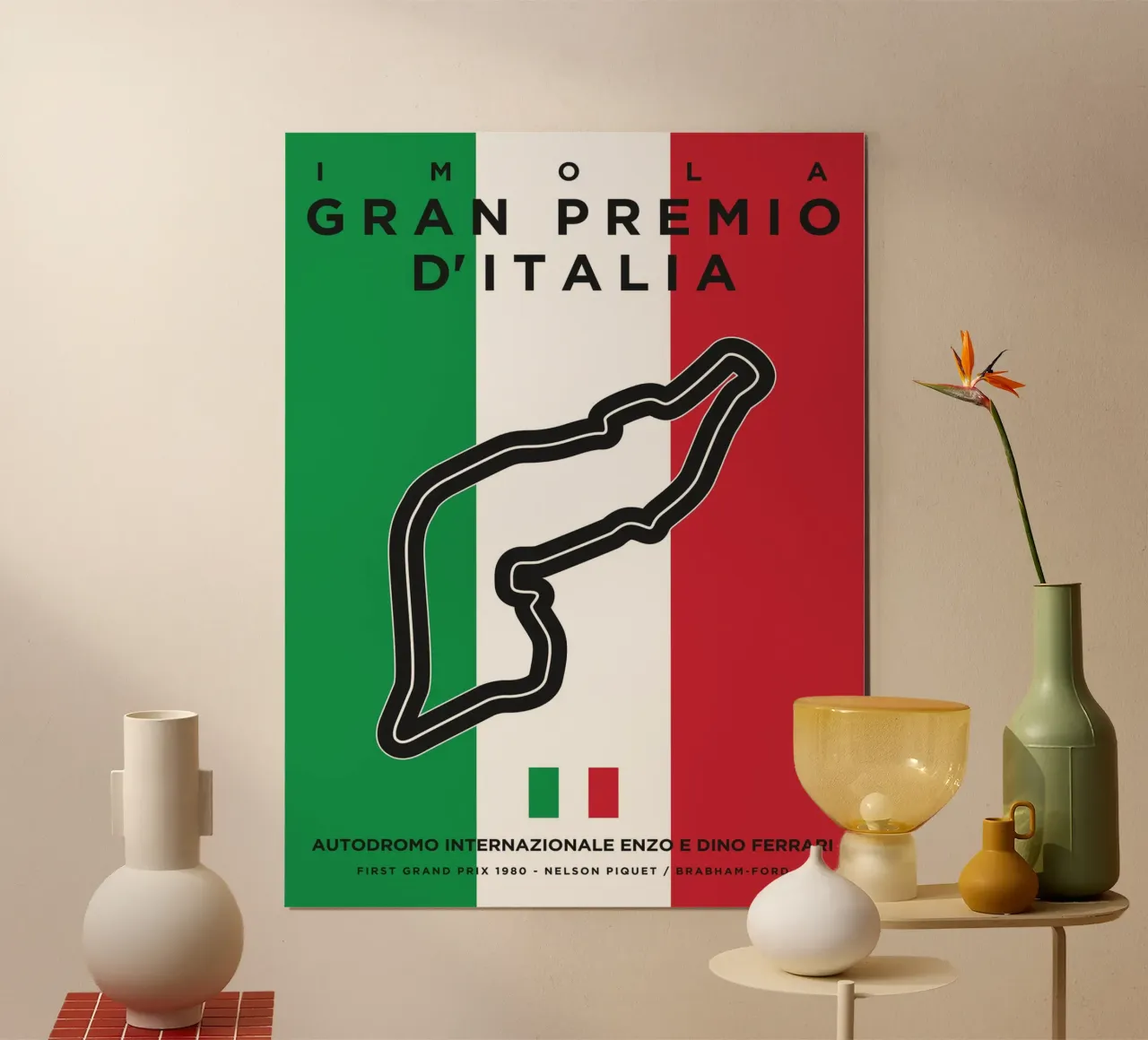 1980 F1 IMOLA-IT-GP Track carta hahnemühle da Formula Art