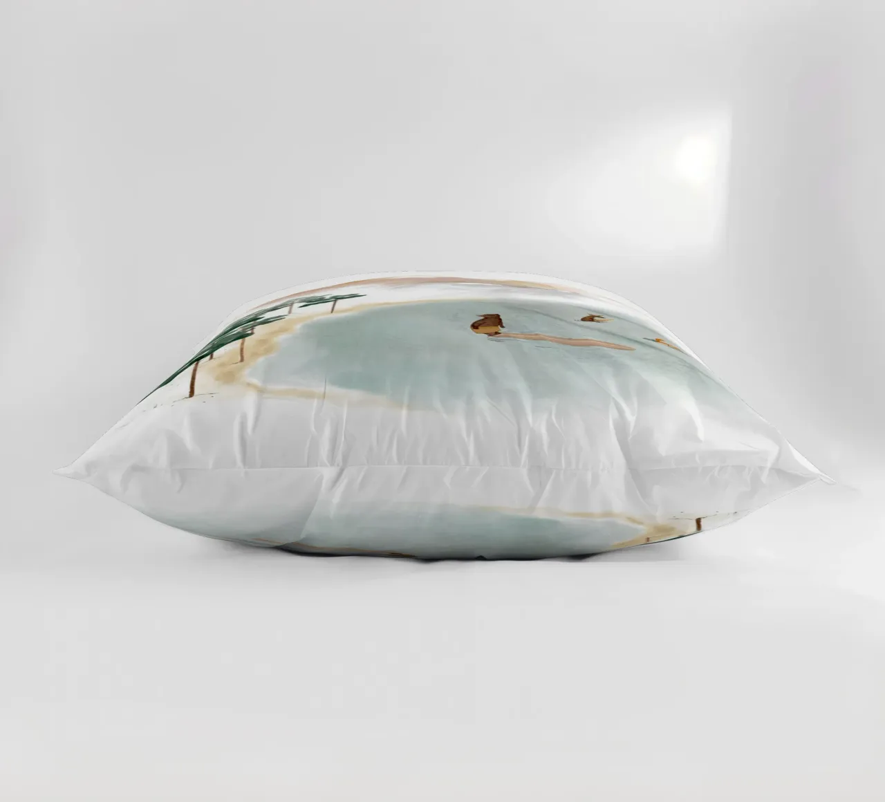 Line Up in Landes: Surfing Adventure in a Dreamy Forest decorative cushion by Urchin Bay Art