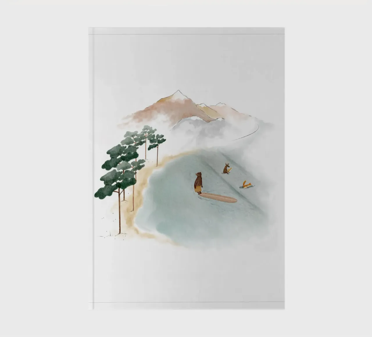Line Up in Landes: Surfing Adventure in a Dreamy Forest notebook by Urchin Bay Art