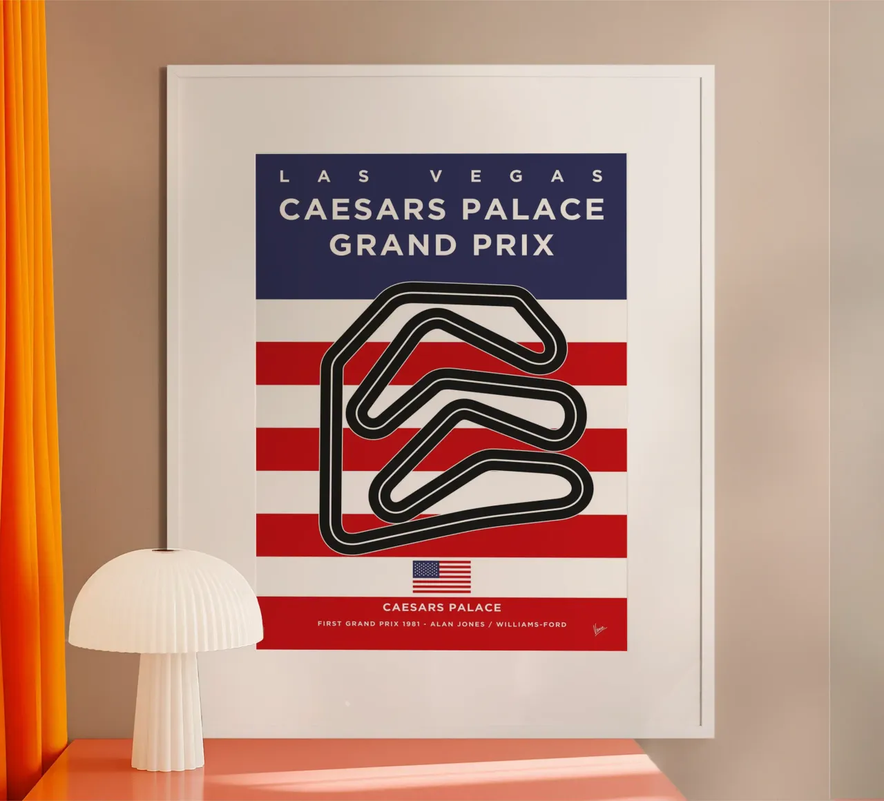 1981 F1 Caesars Palace Race Track carta hahnemühle da Formula Art