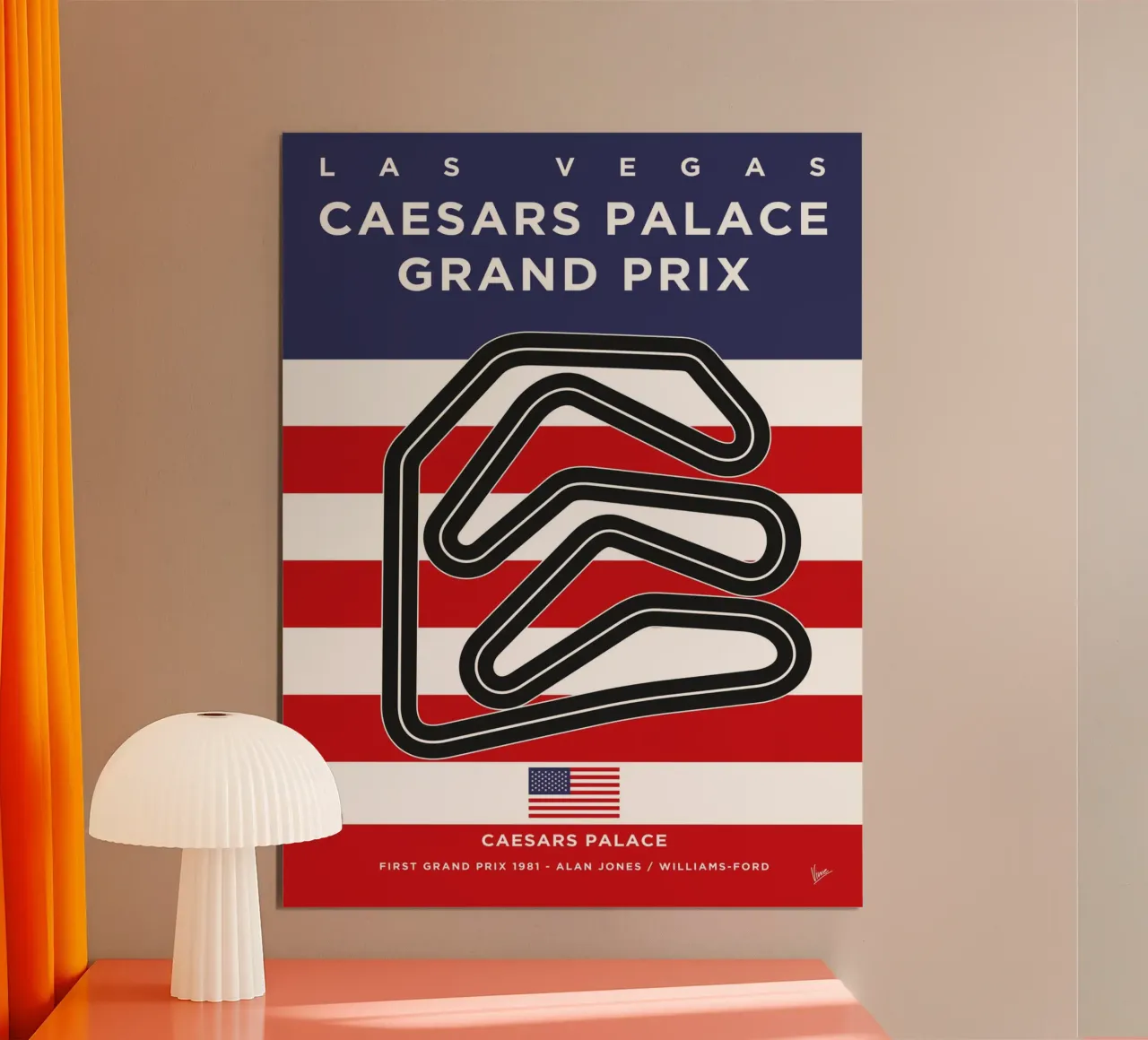 1981 F1 Caesars Palace Race Track carta hahnemühle da Formula Art